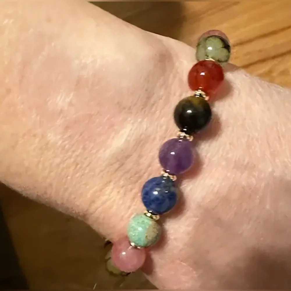 7 Colors Tiger Eye Stone Adjustable Beaded Bracelet, Natural Gemstone Bracelet - Picture 2 of 3